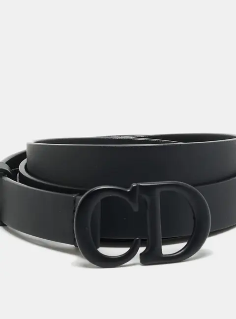 Dior CD Logo 80CM Slim Belt Black Leather