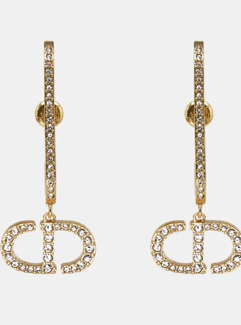 Dior CD Crystals Gold Tone Earrings