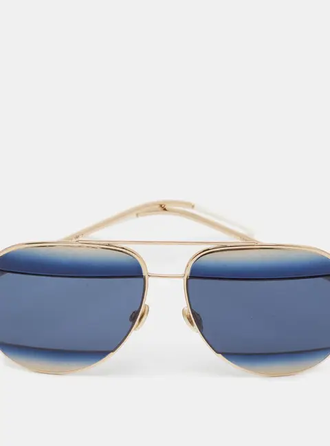Dior Blue/Gold Tone Split1 2JYKU Aviator Sunglasses