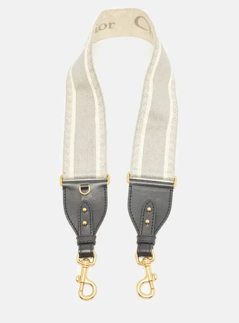 Dior Bag Shoulder Strap Navy Blue/Beige Embroidered Canvas and Leather