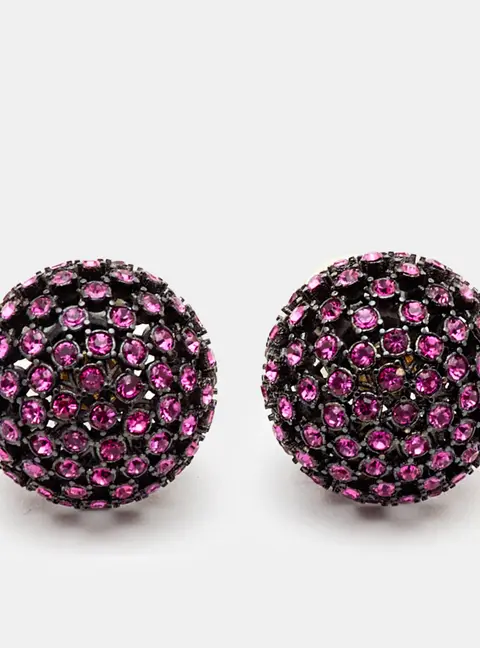 Dior Tribales Pink Crystal Gunmetal Tone Stud Earring