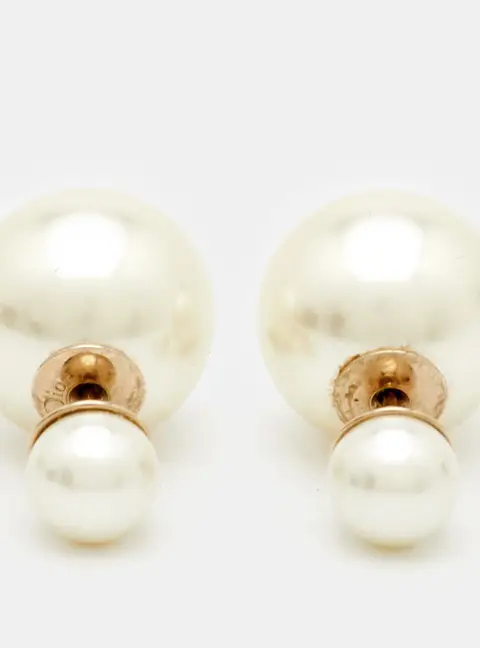 Dior Tribales Faux Pearls Gold Tone Earrings