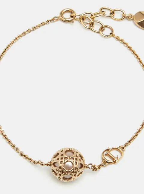Dior Secret Cannage Faux Pearl Rose Gold Tone Bracelet