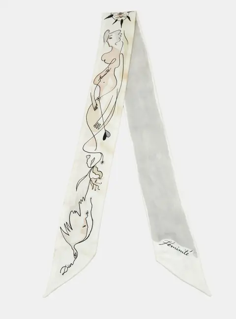 ABCDior Cream F F&eacute;minit&eacute; Silk Mitzah Scarf