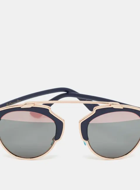Dior Nay Blue/Gold Tone U5WZJ SoReal1 Round Sunglasses