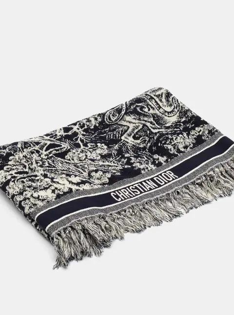 Christian Dior Navy Blue/White Toile de Jouy Terry Towel