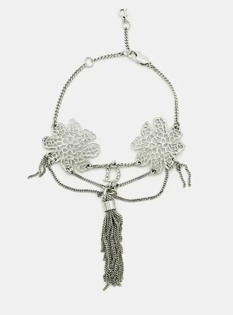 Dior Floral Crystals Silver Tone Bracelet