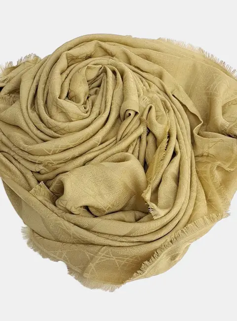 Christian Dior mustard Cashmere, Silk, Wool scarf