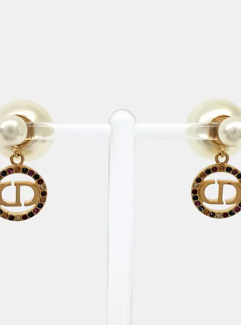 Christian Dior  Faux Pearl Metal Tribal Earrings