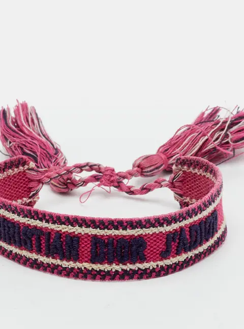 Dior PInk J'Adior Embroidered Woven Tassel Bracelet