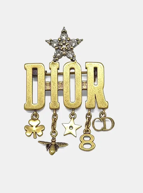Christian Dior Metal logo brooch