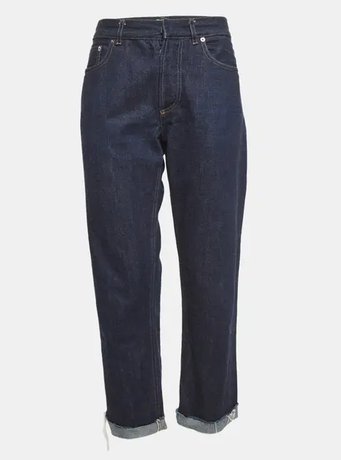 Christian Dior Navy Blue Raw Edge Denim Jeans M Waist 34"