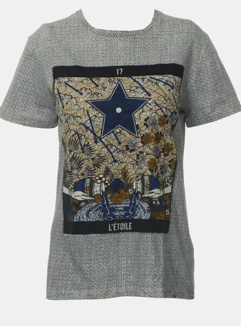 Dior Navy Blue/White Cotton and Linen L'etoile T Shirt S