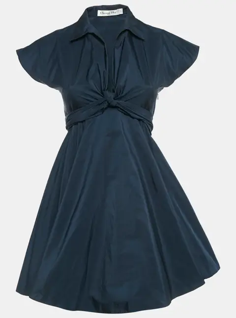 Dior Blue Synthetic Tie-Up Detail Mini Dress S
