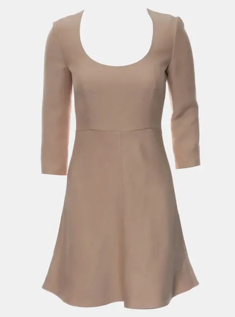 Dior Nude Wool Silk U -Neck Women's Mini Dress