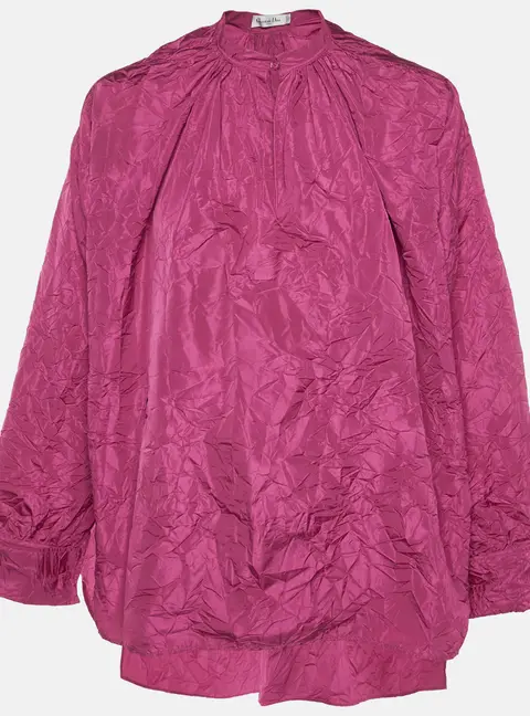 Christian Dior Pink Crinkled Taffeta High Low Hem Oversized Top M