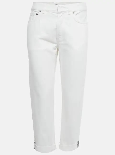 Christian Dior White Denim Folded Hem Jeans M Waist 28"
