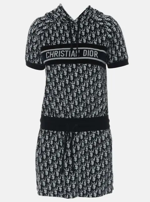 Dior Velour Blue Hooded Dress Size XS