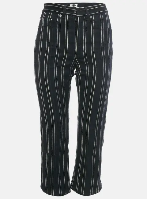 Christian Dior Navy Blue Striped Denim Flared Crop Jeans S Waist 27"