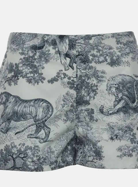 Dior White/Blue Toile de Jouy Cotton & Silk Shorts M