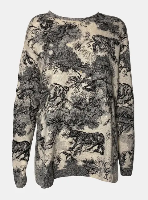 Dior Beige Printed Knit Sweater