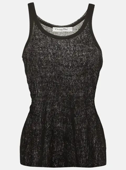 Christian Dior Black Rib Knit Tank Top S