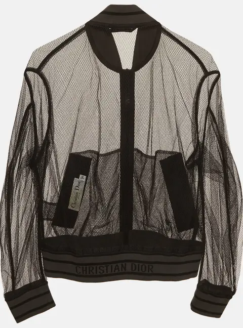 Cristian Dior Black Mesh Sheer Jacket S
