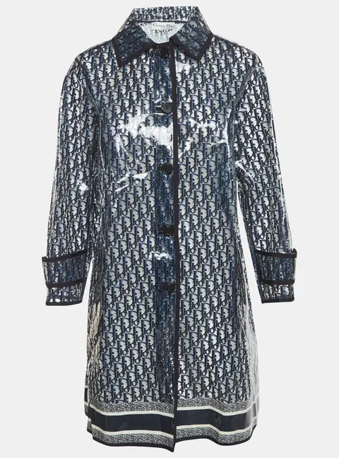 Dior Navy Blue Oblique Knee-Length Rain Coat S
