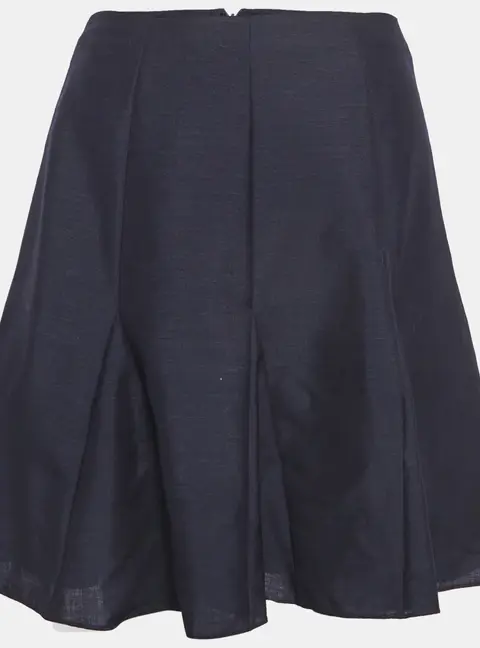 Christian Dior Navy Blue Wool Blend Flared Mini Skirt S