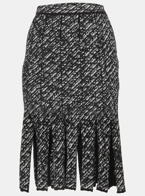 Christian Dior Monochrome Wool Knit  Fringed Skirt S