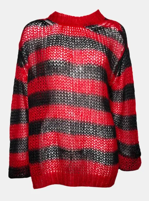 Dior Mohair Red and Black Striped Sweater M