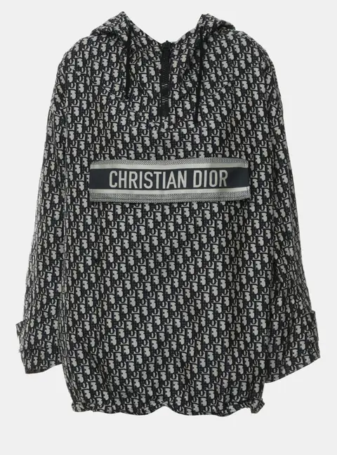 Dior Mesh Technology Oblique Navy Blue Hooded Jacket