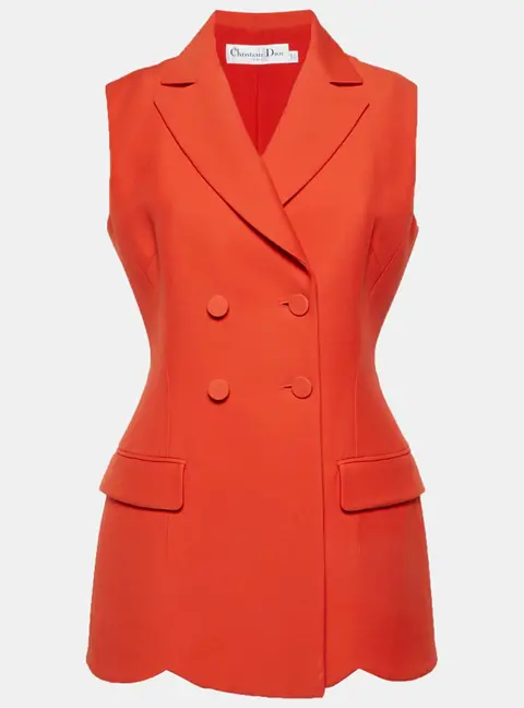 Christian Dior Orange Wool Blend Double Breasted Vest M
