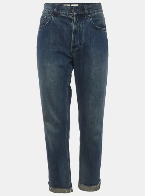 Christian Dior Blue Denim Raw Edge Hem Boyfriend Jeans S/Waist 30"