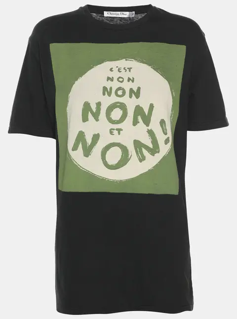 Dior Dark Grey Graphic Print Jersey Crew Neck T-Shirt M