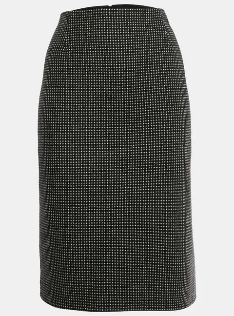 Christian Dior Black/White Wool Blend Jacquard Pencil Skirt L