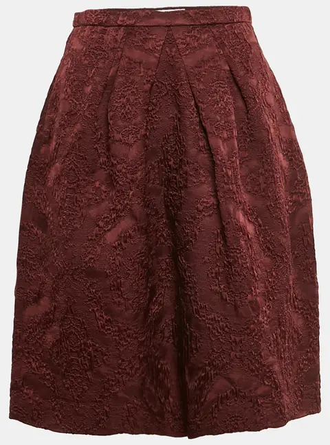 Christian Dior Burgundy Jacquard Flared Knee Length Skirt S