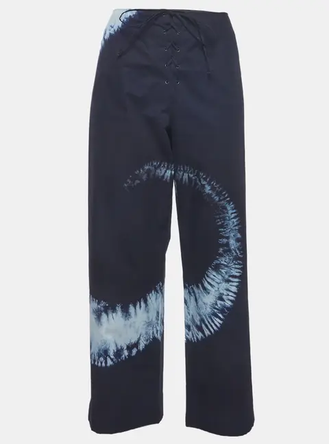 Christian Dior Navy Blue Tie Dye Print Cotton Trousers M