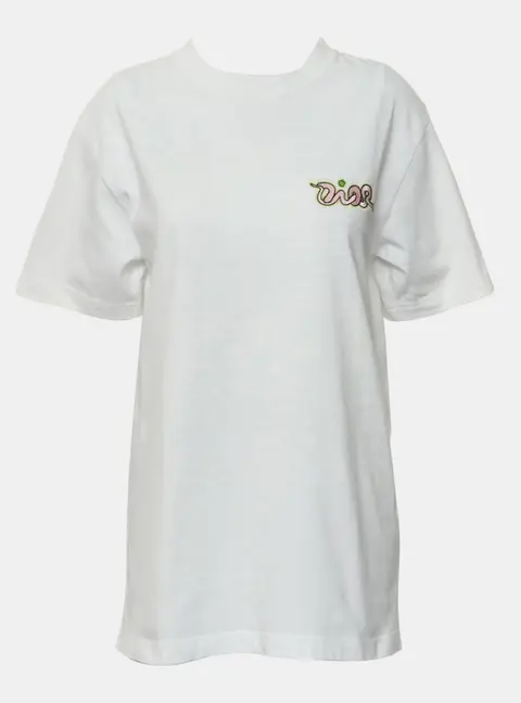 Dior Cotton White Embroidered T-Shirt XS