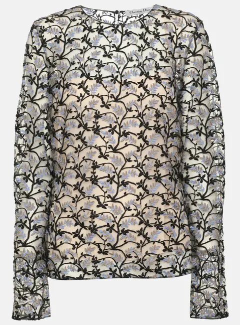 Dior Multicolor Lace Embroidered Blouse M