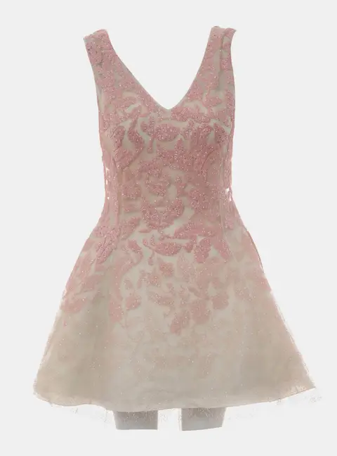 Dior Beige Pink Embellished Cocktail Dress