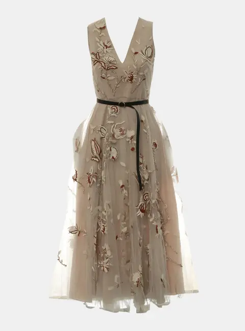 Dior Mesh Embroidered Sleeveless Dress