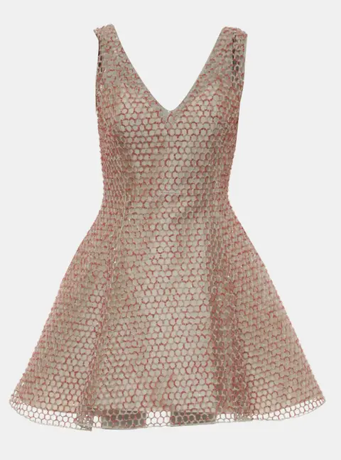 Dior Geometric Sequin Mesh Cocktail Dress