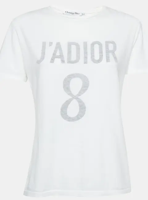 Christian Dior White J'Adior 8 Graphic Jersey T-Shirt XS