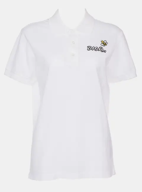 Dior x Kaws Polo White Cotton Shirt Size S