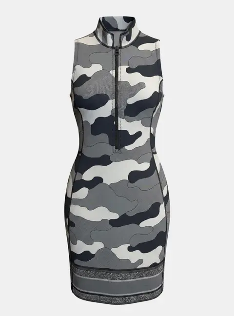 Dior Camo Zip Grey Nylon Dress Size M