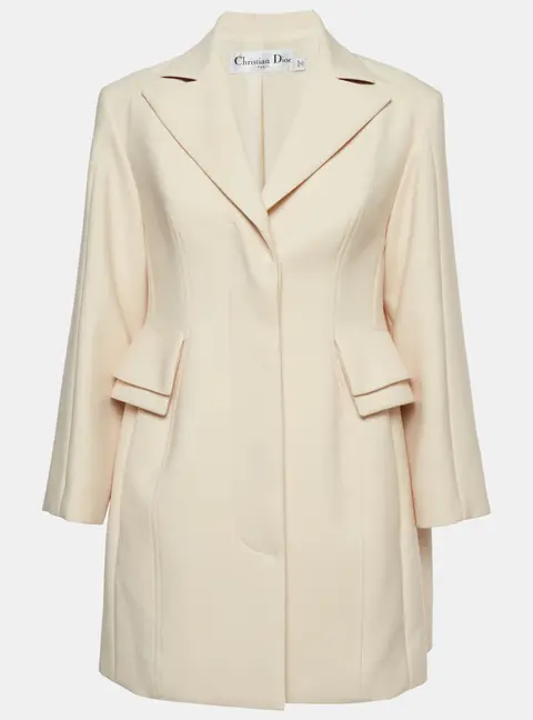 Christian Dior Cream Wool Blend Long Sleeve Fitted Jacket S
