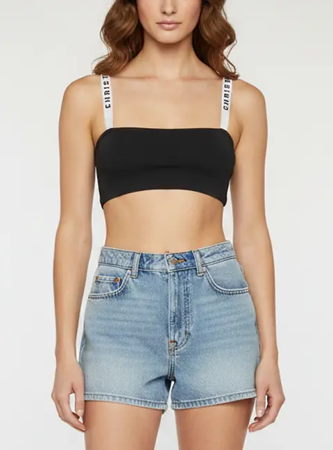 Dior Black Stretch Knit Bralette Top S