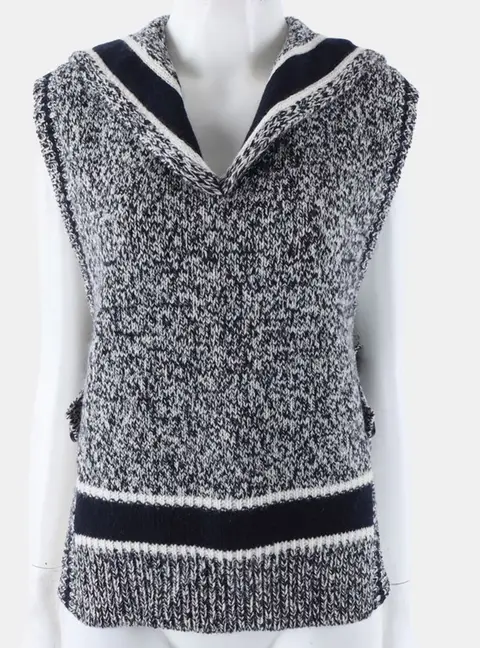 Christian Dior knit Navy Blue/White Cashmere Wool Vest Size M