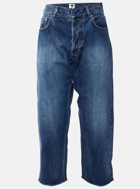 Christian Dior Blue Denim Cropped Frayed Edge Jeans L/Waist 30"